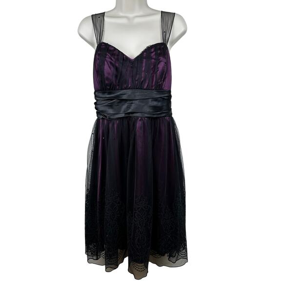 NEW TRIXXI Dress Baby Doll Mesh Satin Purple Black 8 Whimsygoth Vamp Dark Fairy - Picture 1 of 15